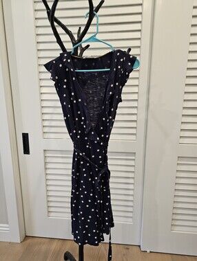 Boden Navy And Ivory Polka Dot Wrap Dress